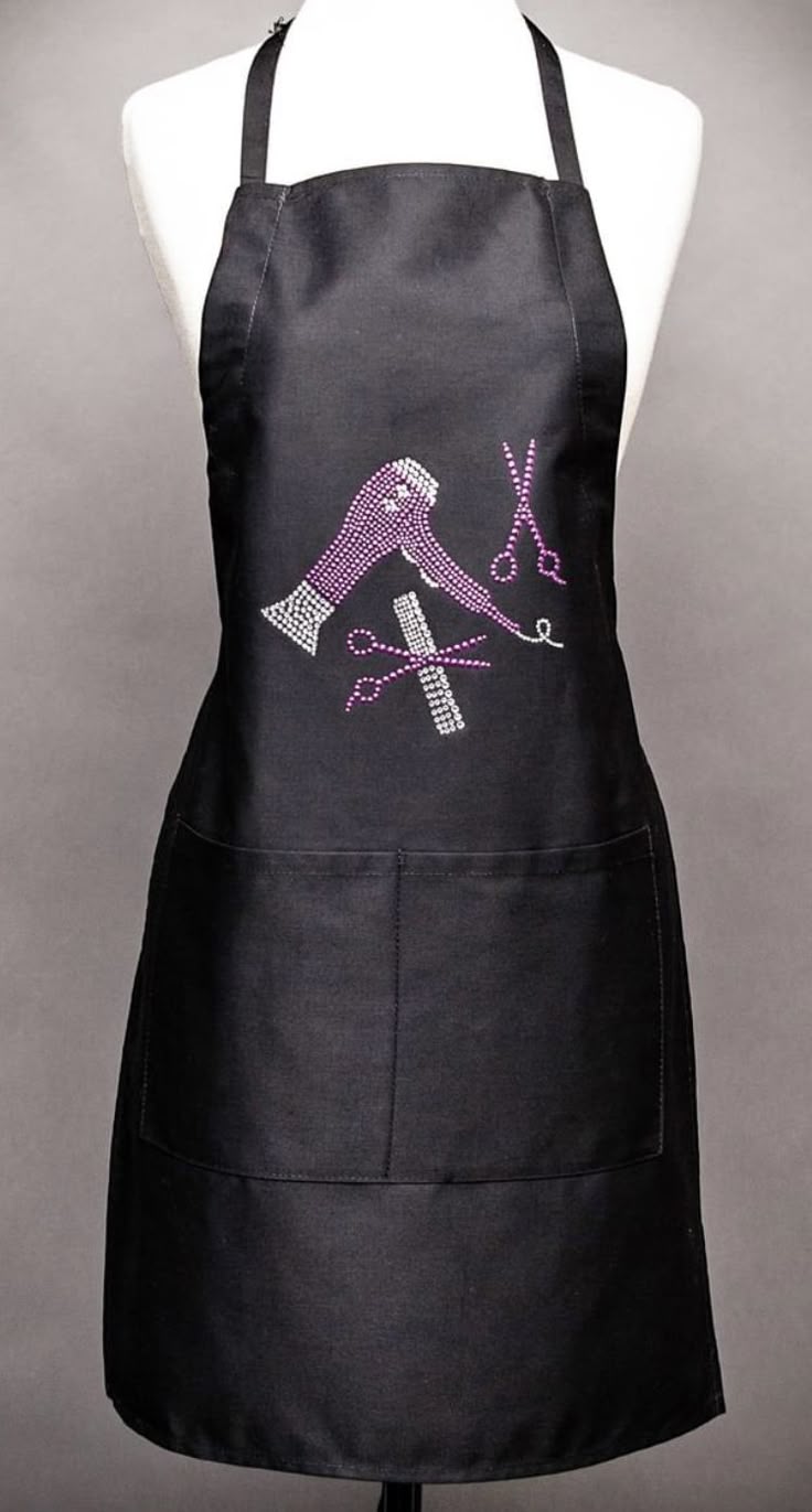 Tablier Coiffure Noir avec Motif Strass - All print samad Store