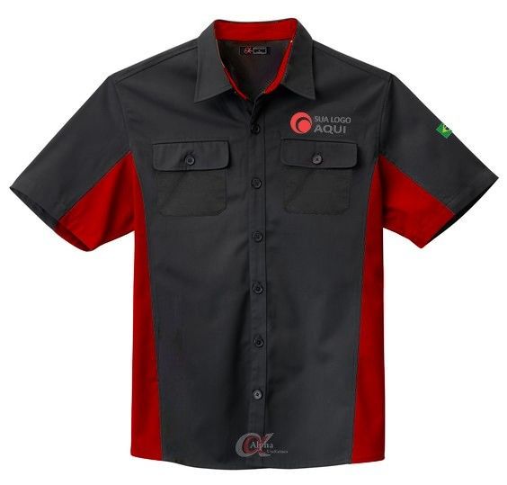 Chemise de Travail Bicolore Noir/Rouge Manches Courtes - All print samad Store
